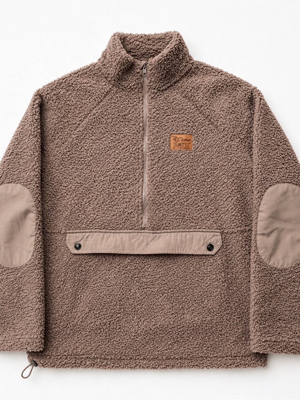 Born Outdoor Sherpa Quarter Zip Pullover Taupe Fleece Size Small Oversized​